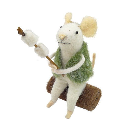 Ornament - Felt Mouse - Marshmallow Roast