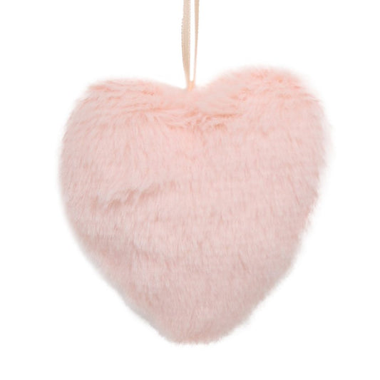 Ornament - Faux Fur Heart - Pink 4"