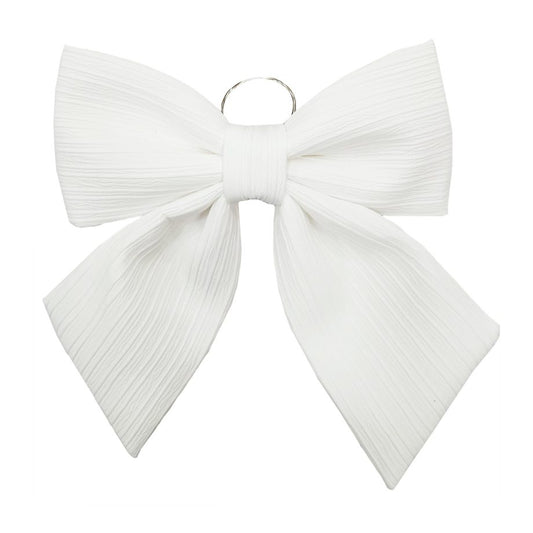 Ornament -  Plush Bow - White - 13.5"