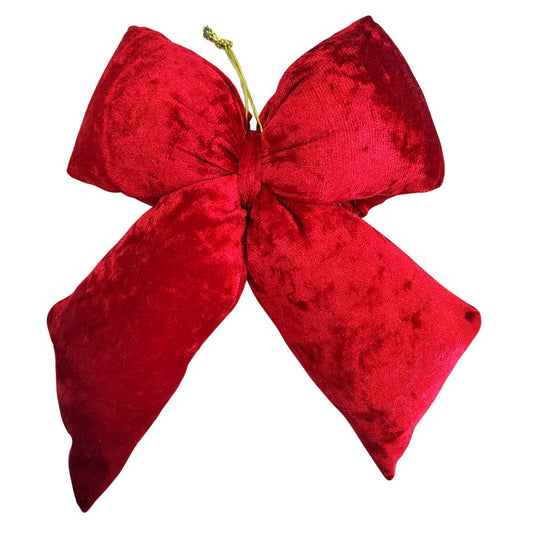 Ornament - Velvet Plush Bow - Red 6 x 9"
