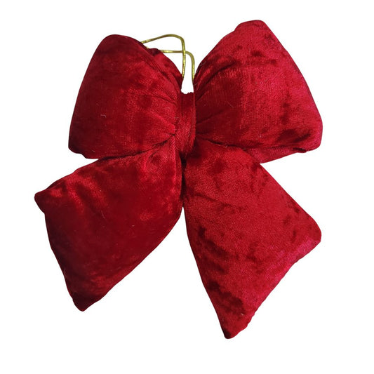 Ornament - Velvet Plush Bow - Red 5 x 7"