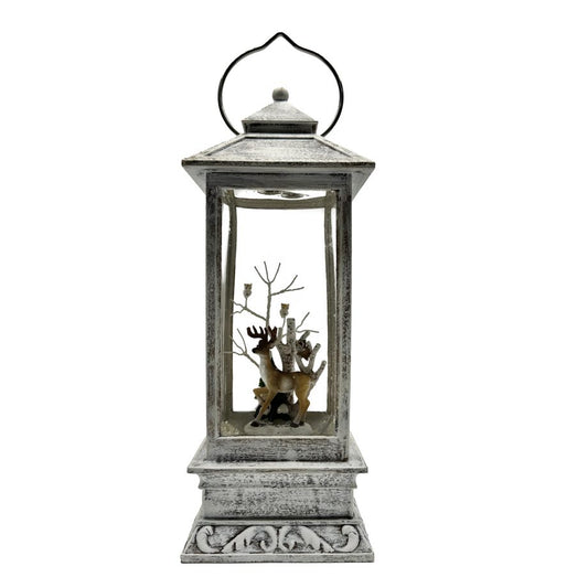 LED Lantern - Deer Winter Scene - 11"