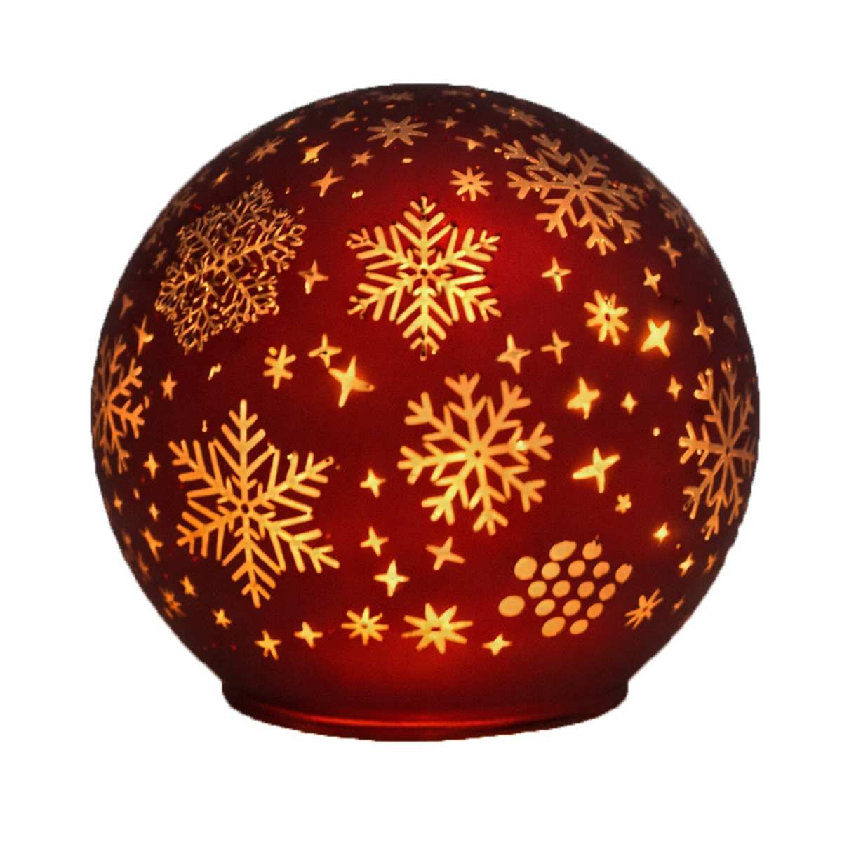 LED Decor - Snowflake Ball - Red 4"