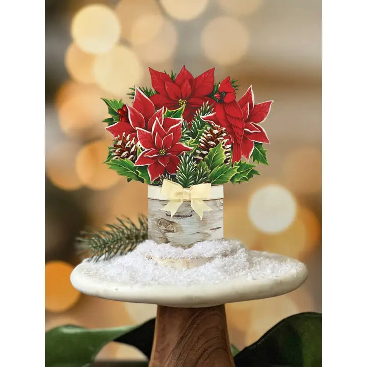 Mini Paper Bouquet - Birch Poinsettia - 6"