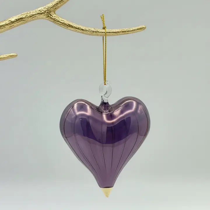 Ornament - Blown Glass - Mauve Heart