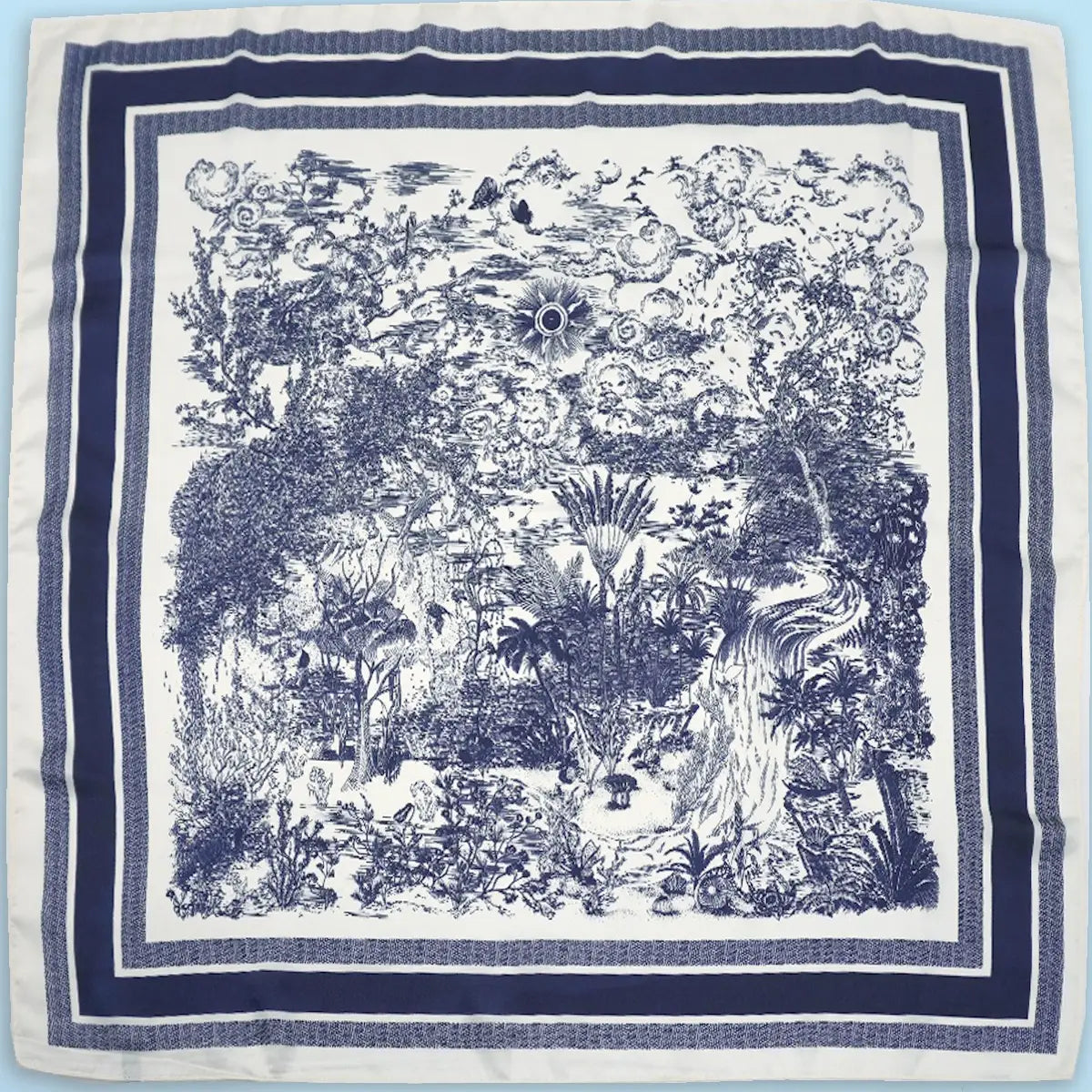 Square Scarf Bandana - Toile Dark Blue