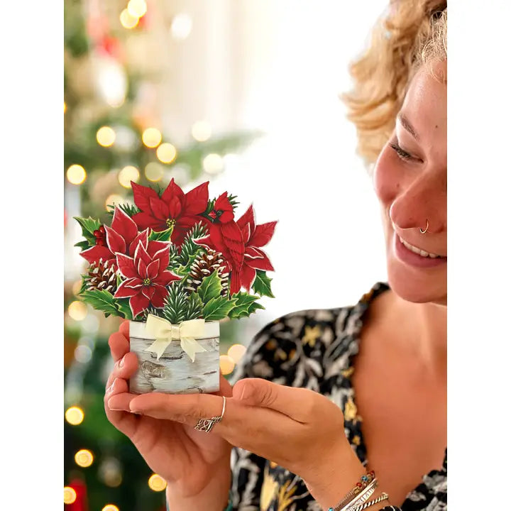 Mini Paper Bouquet - Birch Poinsettia - 6"