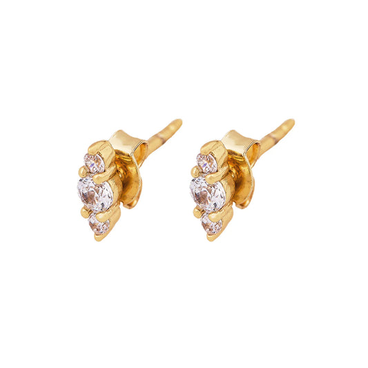 Stud Earrings - Edith Crystal - Gold