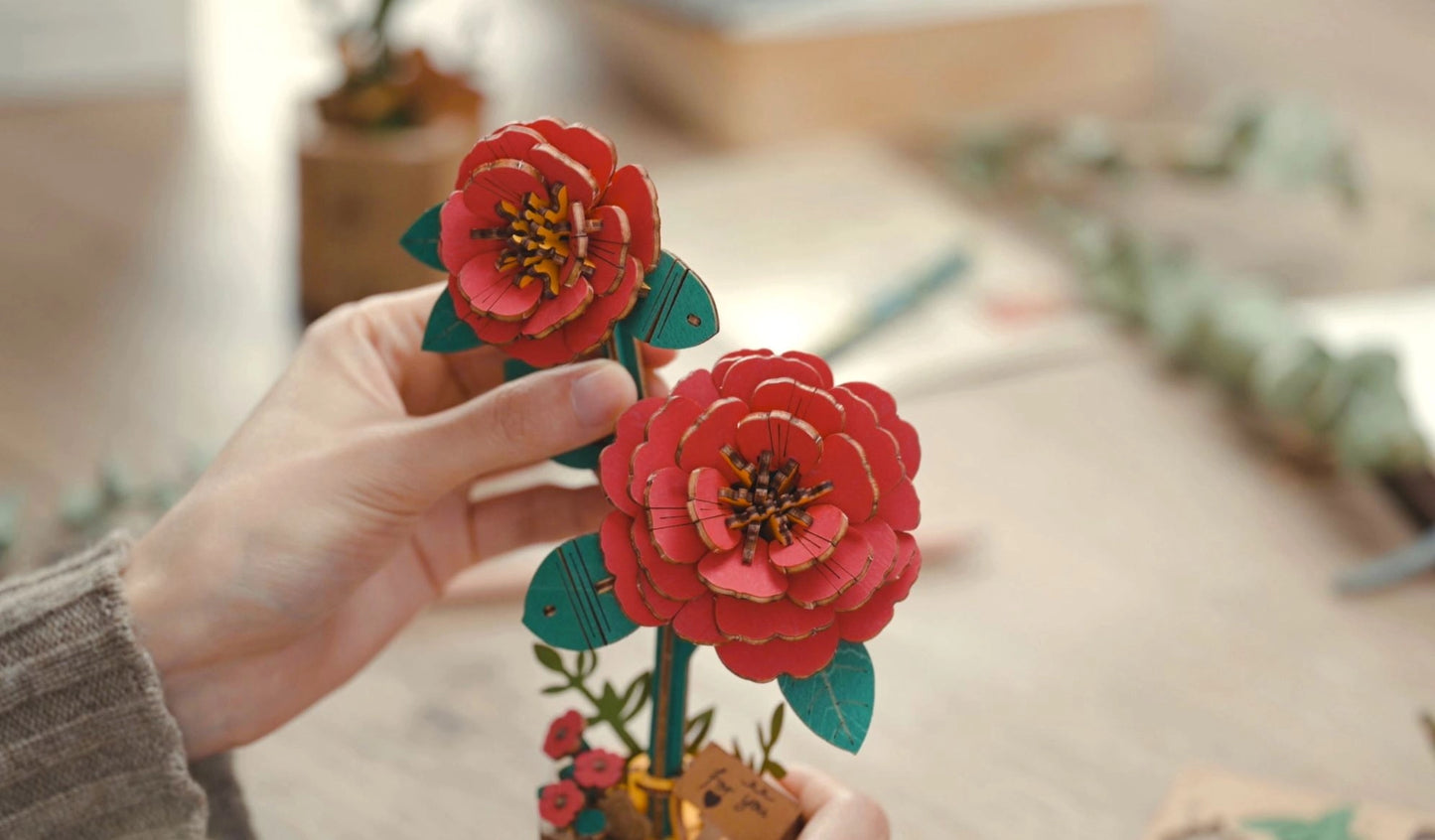 3D Wooden Puzzle - Flower - Camellia