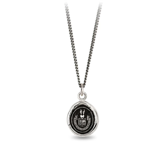 Pyrrha Talisman Necklace - Be Here Now - Silver