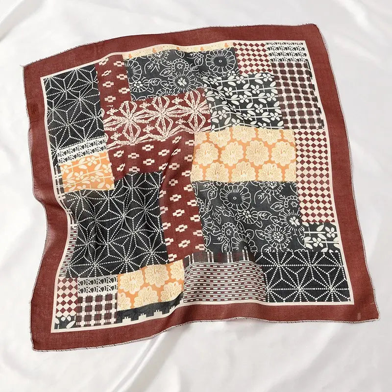 Square Scarf Bandana - Patchwork Neutral