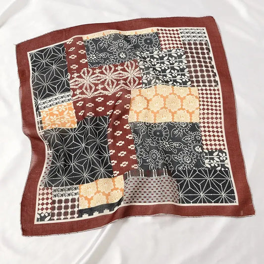 Square Scarf Bandana - Patchwork Neutral