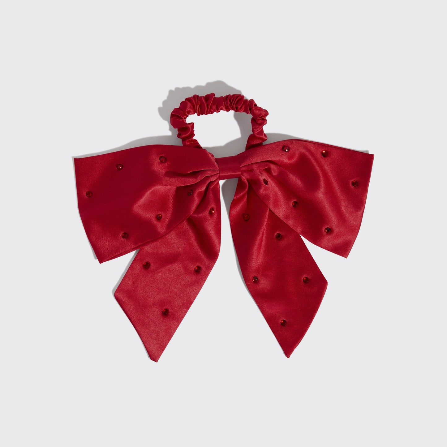 Scrunchie - Holiday Satin & Rhinestone Bow