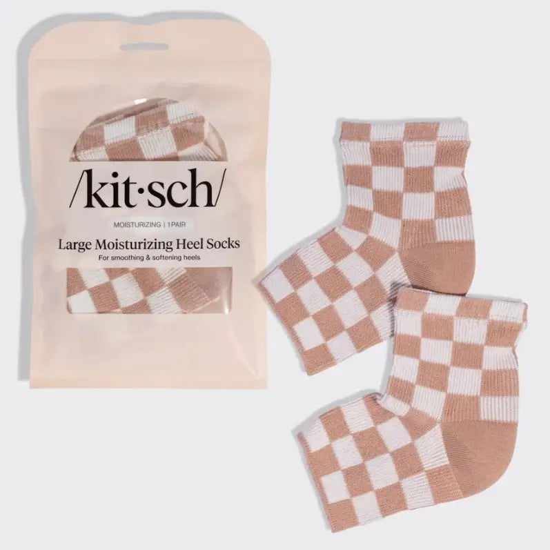 Moisturizing Heel Socks - Terracotta Checker