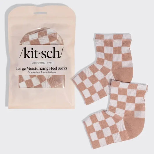 Moisturizing Heel Socks - Terracotta Checker