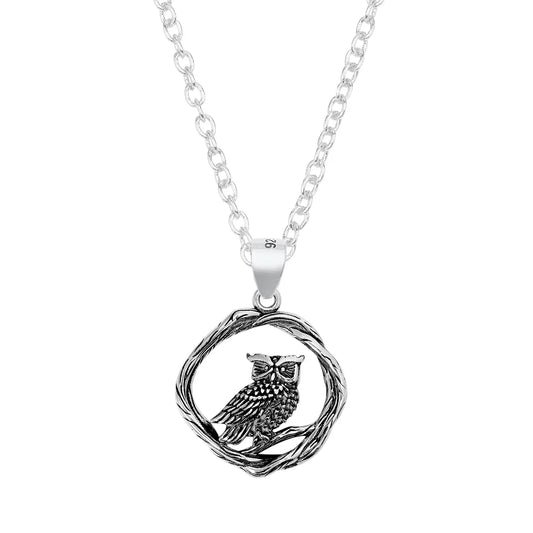 Necklace - Owl Branches - Silver 18”