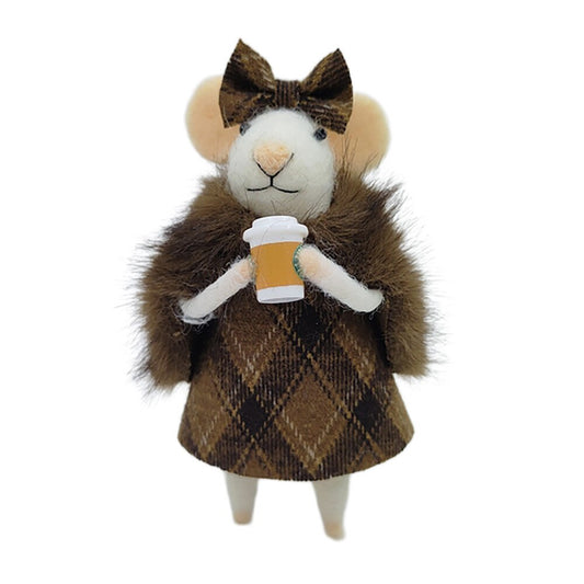Ornament - Felt Mouse - Coffee To Go
