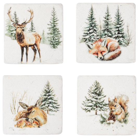 Coaster Set - Winter Woodland - Set of 4
