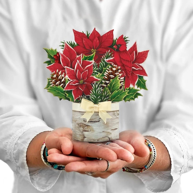 Mini Paper Bouquet - Birch Poinsettia - 6"