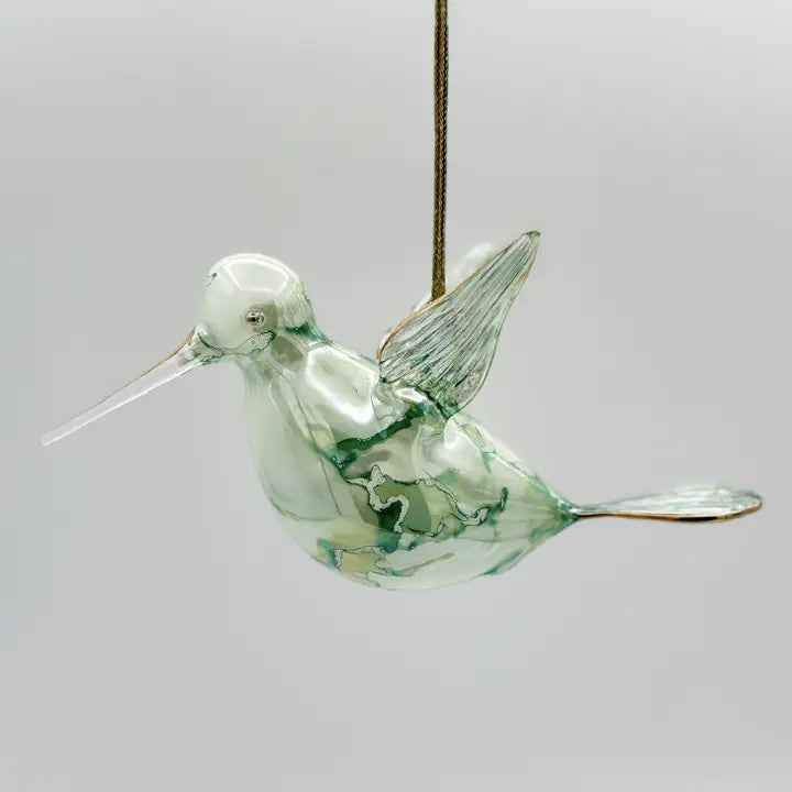 Ornament - Blown Glass - Green Hummingbird