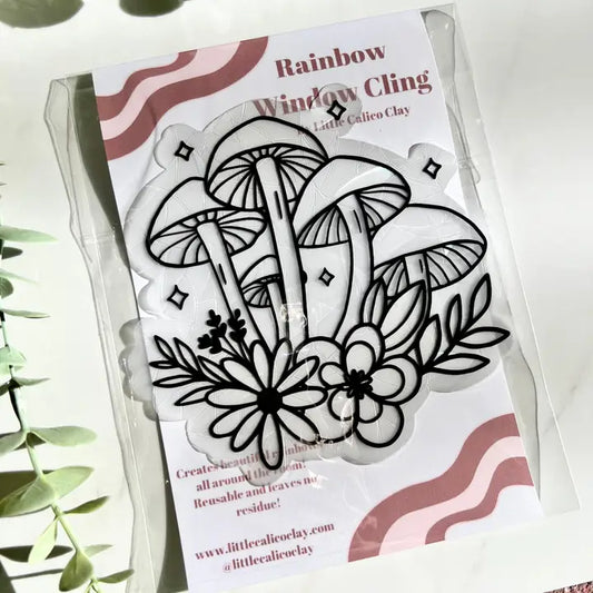 Suncatcher - Window Cling - Floral Mushrooms