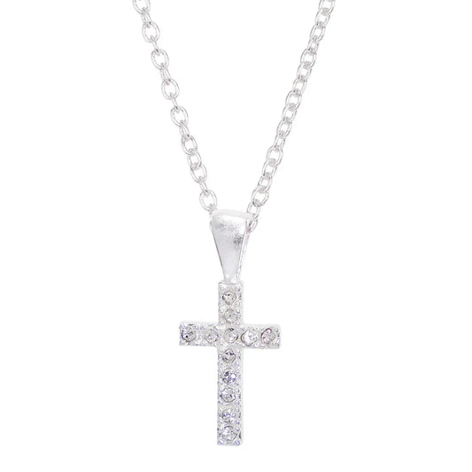 Necklace - Crystal Cross - Silver