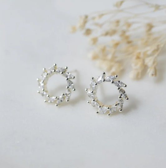 Stud Earrings - Solara - Silver