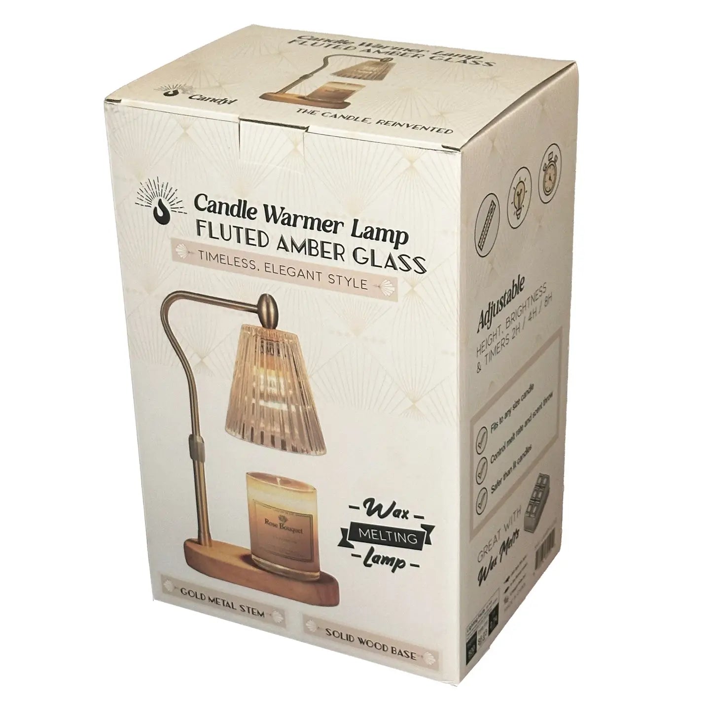 Candle Warmer - Crystal Fluted - Light Wood