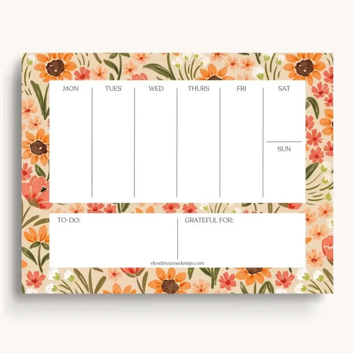 Weekly Planner Pad - Sunny Poppies - 8.5 x 11"