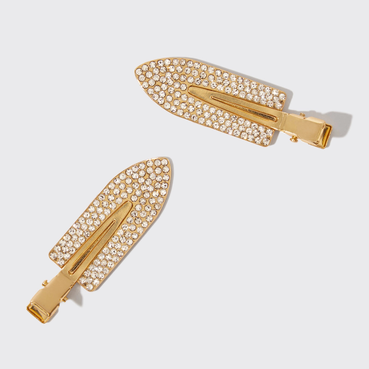 Hair Clip - Creaseless Rhinestone Gold - Set of 2