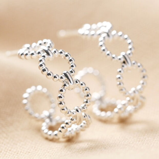 Earrings - Silver Hoops - Chain Links
