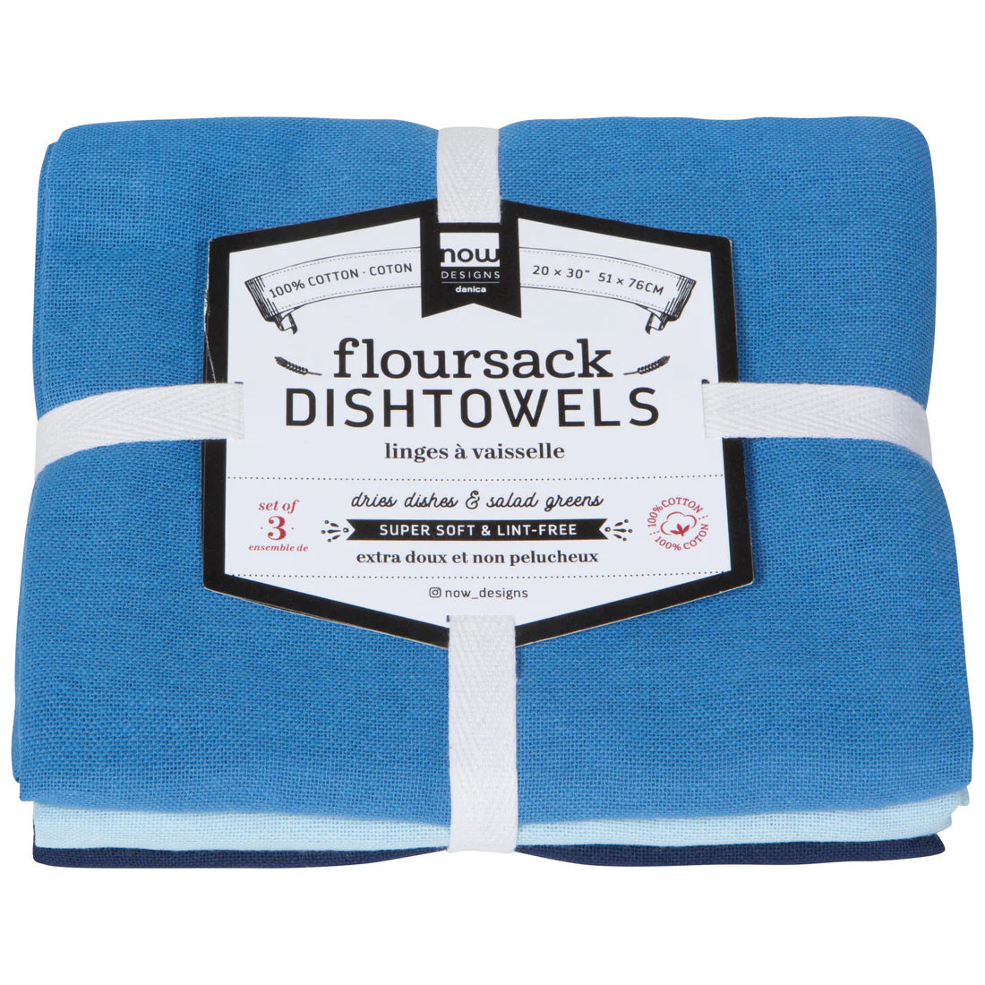 Floursack Dish Towels - Indigo Blues - Set of 3