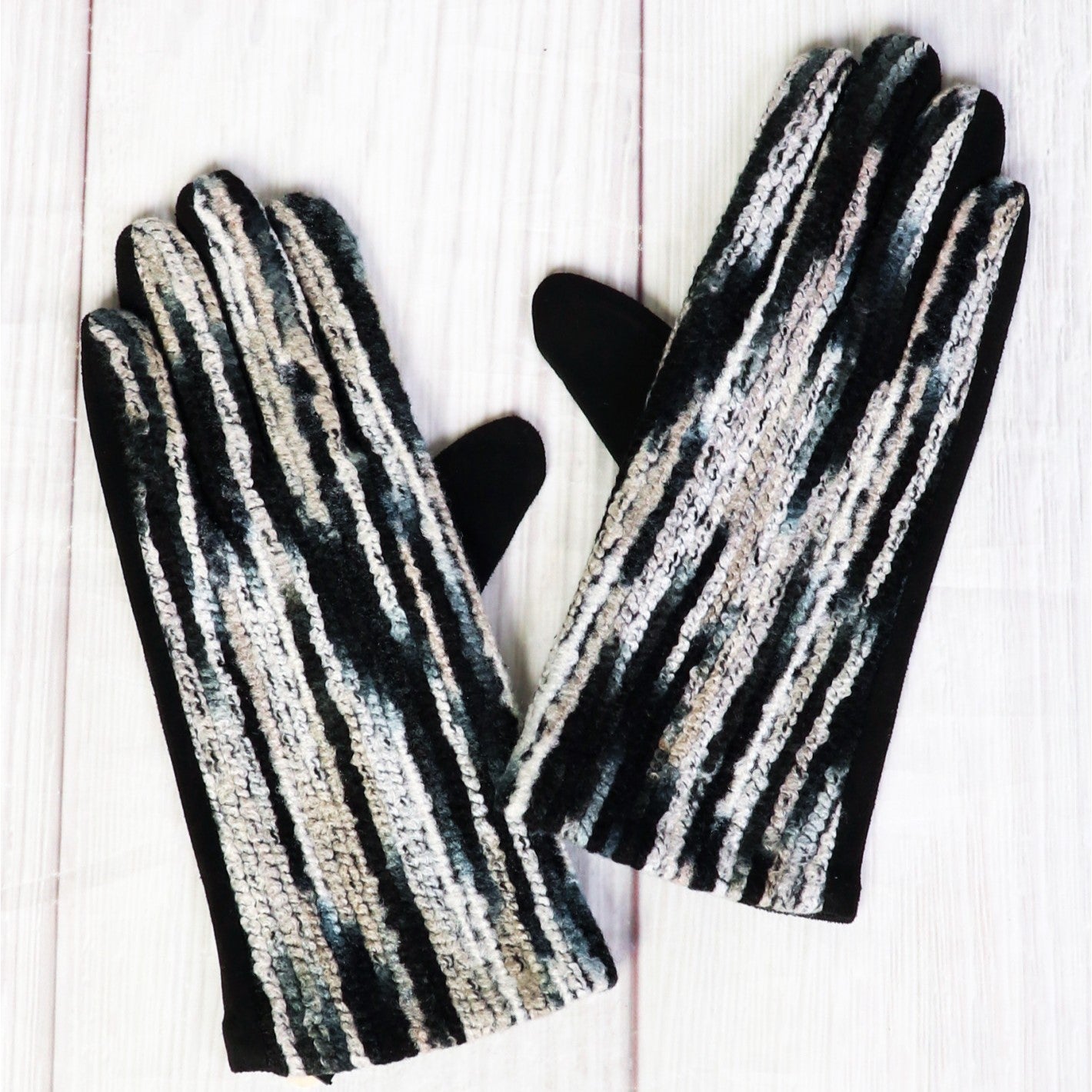 Gloves - Stitched Stripes - Black