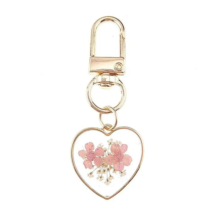 Bag Charm - Pressed Flower - Pink
