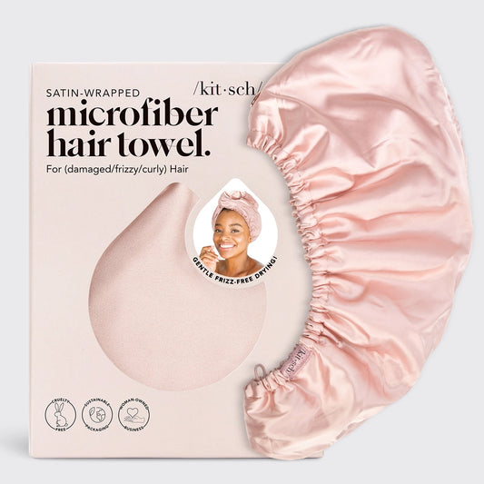 Satin Wrapped Hair Towel - Blush Pink