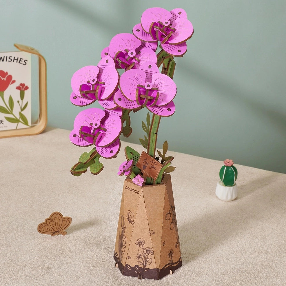 3D Wooden Puzzle - Flower - Purple Moth Orchid