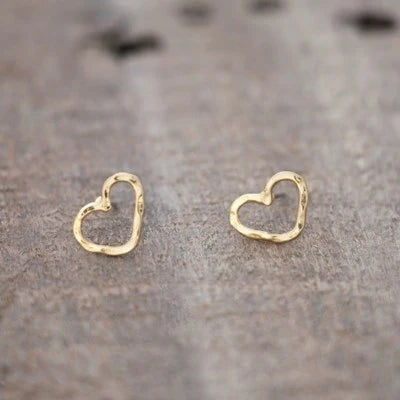 Stud Earrings - Amore Heart - Gold