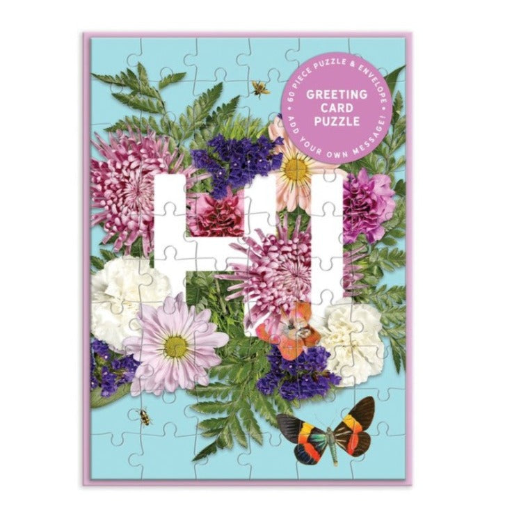 Greeting Card Puzzle - Hi Flowers