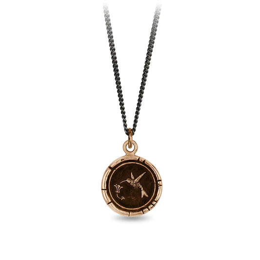 Pyrrha Talisman Necklace - Hummingbird - Bronze