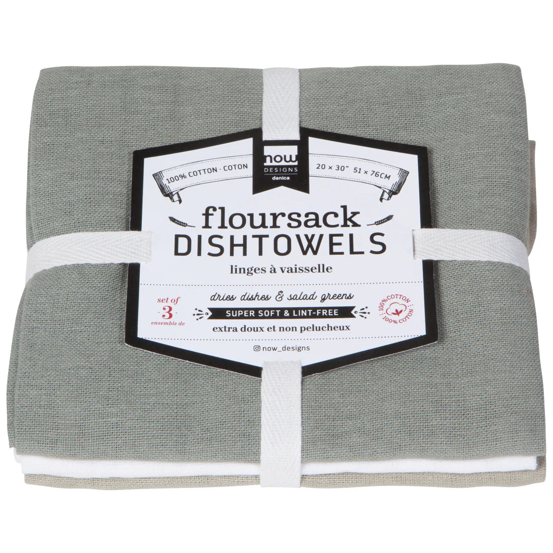 Floursack Dish Towels - London Grey - Set of 3