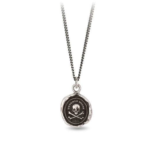 Pyrrha Talisman Necklace - Remember To Live - Silver