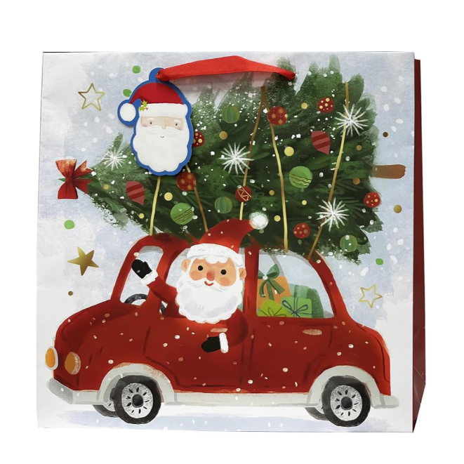 X-Large Gift Bag - Santa in Car - 13.5"