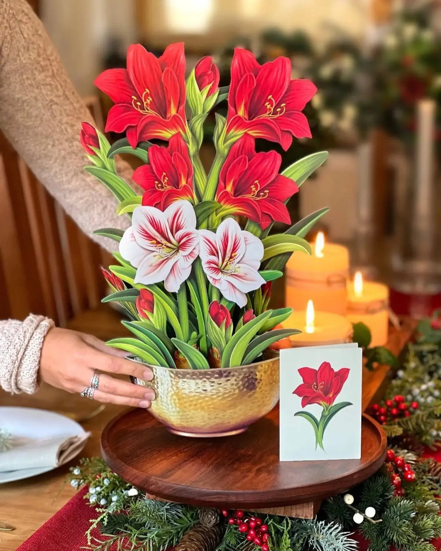 Paper Bouquet - Scarlet Amarylis - 16"