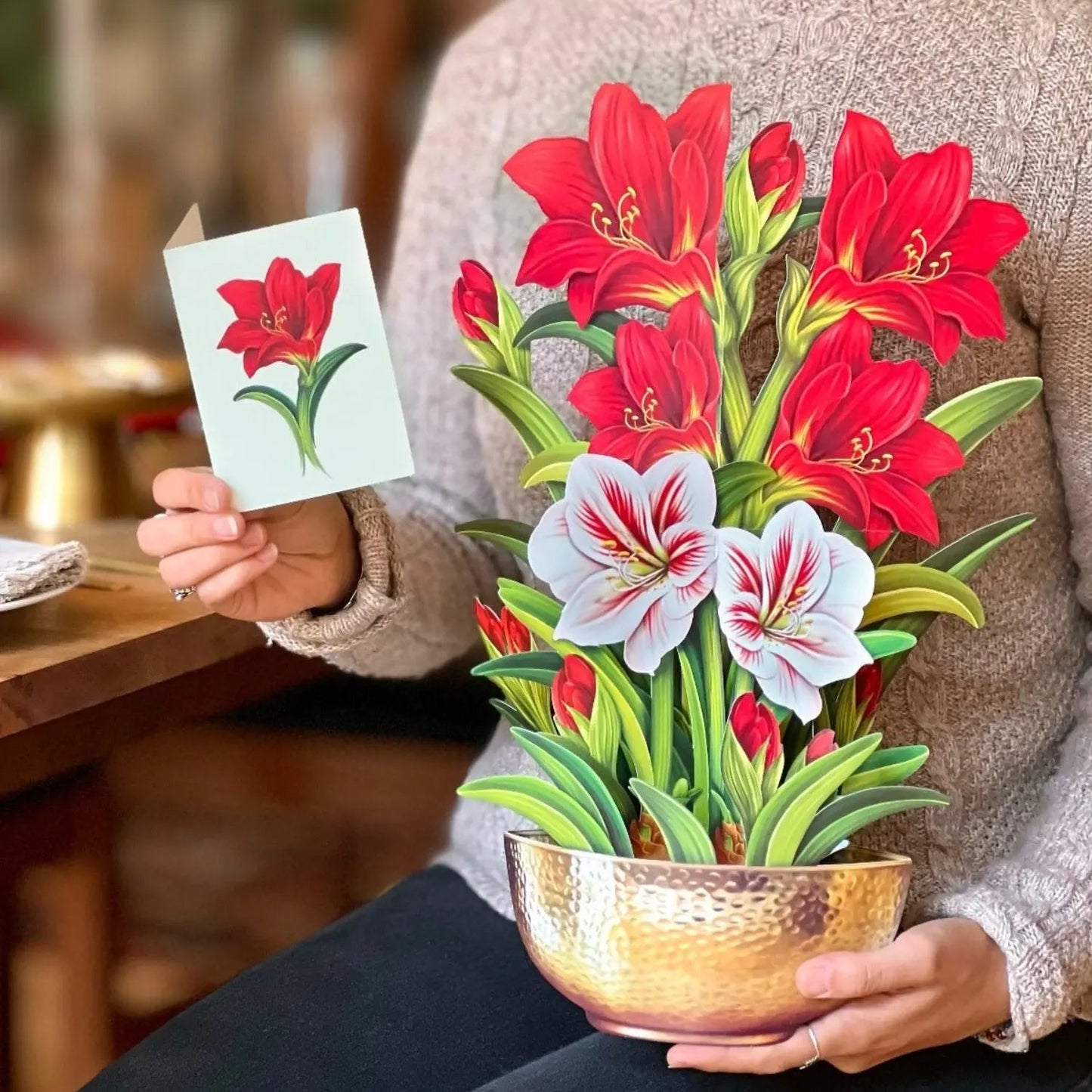 Paper Bouquet - Scarlet Amarylis - 16"