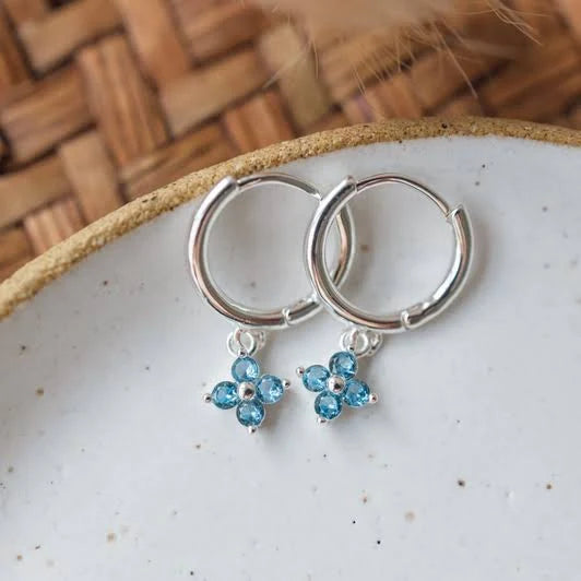 Hoop Earrings - Twila Sky Blue - Silver