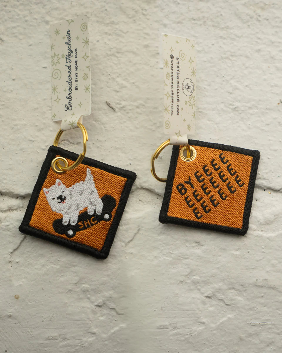 Keychain - Embroidered - Skate Dog Byeeee