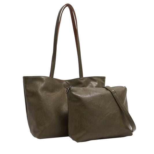 S-Q - Brook 2-in-1 Reversible Tote - Olive/Brown