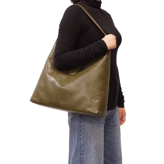 S-Q - Charlene 2-in-1 Reversible Tote - Olive/Brown