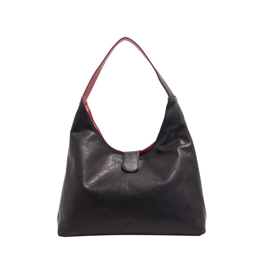 S-Q - Charlene 2-in-1 Reversible Tote - Black/Merlot