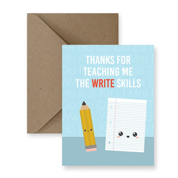 Card - Thanks For Teaching Me The Write Skills